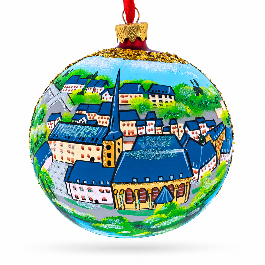 Le Chemin de la Corniche, Luxembourg City, Luxembourg Glass Ball Christmas Ornament 4 Inches