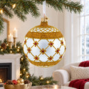 Red Jewels Silver Glass Ball Christmas Ornament