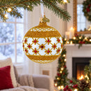 Red Jewels on Silver Glass Ball Christmas Ornament