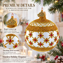 Red Jewels on Silver Glass Ball Christmas Ornament
