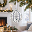 White Jewels on Silver Glass Ball Christmas Ornament