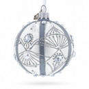 White Jewels on Silver Glass Ball Christmas Ornament
