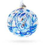 Swans in Daisies Garden Glass Ball Ornament