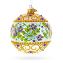 Flowers Swirl Glass Ball Christmas Ornament 4 Inches