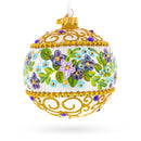 Flowers Swirl Glass Ball Christmas Ornament 4 Inches