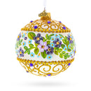 Flowers Swirl Glass Ball Christmas Ornament 4 Inches