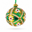 Jewels on Green Glass Ball Christmas Ornament 3.25 Inches