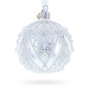 Dimensional Pearl Drops on White Ball Glass Christmas Ornament 3.25 Inches