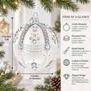 White Jewels on Silver Glass Ball Christmas Ornament 4 Inches