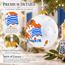 Greece Landmarks and Symbols Glass Ball Christmas Ornament 4 Inches