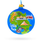 Costa Rica Landmarks and Symbols Glass Ball Christmas Ornament 4 Inches