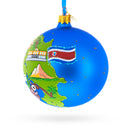 Costa Rica Landmarks and Symbols Glass Ball Christmas Ornament 4 Inches