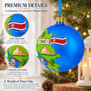 Costa Rica Landmarks and Symbols Glass Ball Christmas Ornament 4 Inches