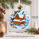 Snow Covered Winter Village Glass Ball Christmas Ornament 4 Inches