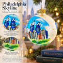 Skyline of Philadelphia, Pennsylvania Glass Ball Christmas Ornament 3.25 Inches