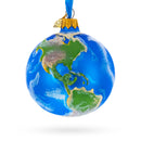 Planet Earth Globe Glass Ball Christmas Ornament 3.25 Inches