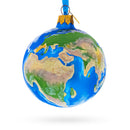 Planet Earth Globe Glass Ball Christmas Ornament 3.25 Inches