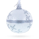 White Winter Glitter Snowflake Design Glass Ball Christmas Ornament 3.25 Inches