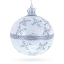 White Winter Glitter Snowflake Design Glass Ball Christmas Ornament 3.25 Inches