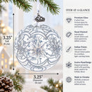Frosted Silver Poinsettia Sparkle Glass Ball Christmas Ornament 3.25 Inches