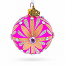 Gold Glitter Burst with Jewel Accents Glass Ball Christmas Ornament