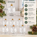 Set of 6 Clear Glass Ball Christmas Ornaments 2.4 Inches