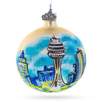 Seattle, Washington Glass Ball Christmas Ornament 3.25 Inches