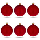 Set of 6 Matte Red Glass Ball Christmas Ornaments 3.25 Inches