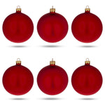 Set of 6 Matte Red Glass Ball Christmas Ornaments 3.25 Inches