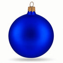 Set of 4 Thick Blue Glass Ball Christmas Ornaments 4 Inches (004)