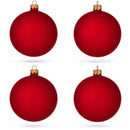 Set of 4 Red Matte Glass Ball Christmas Ornaments 4 Inches (013)