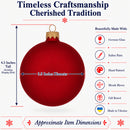 Set of 4 Red Matte Glass Ball Christmas Ornaments 4 Inches (013)