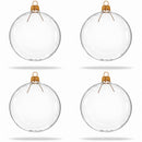 Set of 4 Clear Glass Ball Christmas Ornaments Thick Glass 4 Inches (015)