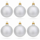 Set of 6 Matte White Glass Ball Christmas Ornaments 3.25 Inches (055)