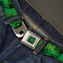 Green Lantern Logo Weathered Full Color Greens Seatbelt Belt - GREEN LANTERN/Logo Collage Weathered Greens Webbing