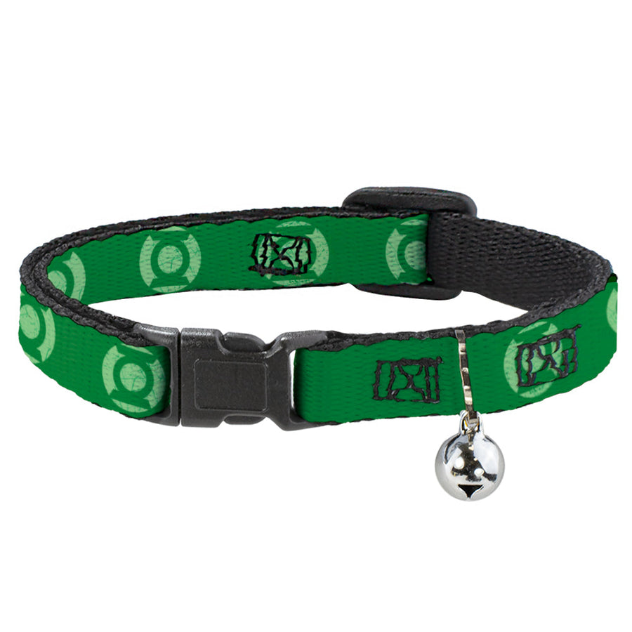 Cat Collar Breakaway - Green Lantern Logo Weathered Greens