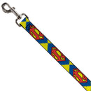 Dog Leash - Jagged Superman Shield CLOSE-UP Yellow/Blue/Red