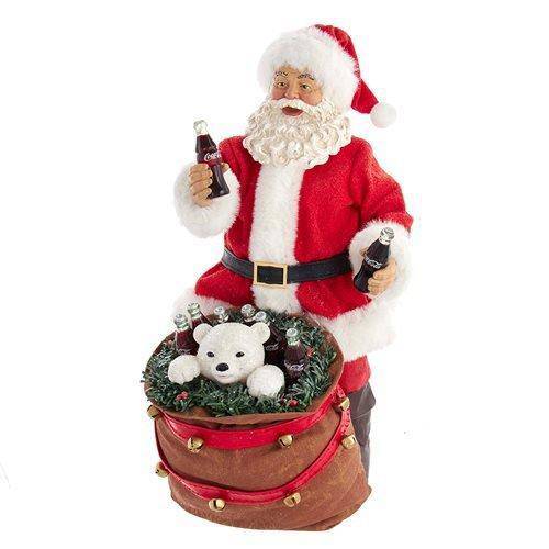 Kurt Adler - Coca-Cola Santa with Bear in Bag 10 1/2