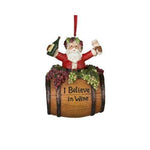 Kurt Adler - Santa Wine Barrel 4" Resin Ornament