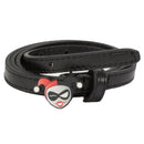 Harley Quinn Winking Face Enamel Cast Buckle - Black Patent PU Strap Belt