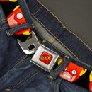 THE FLASH Full Color Red/Black/Yellow Seatbelt Belt - The Flash 5-Emoji Expressions Black Webbing