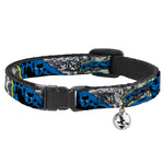 Cat Collar Breakaway - BLACK PANTHER Action Poses Stacked Comics Grays Yellow Blue Red