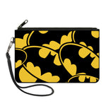 Canvas Zipper Wallet - LARGE - Bat Signals CLOSE-UP Stacked Yellow Black