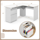 L-Shaped Computer Desk with Letter File Drawer