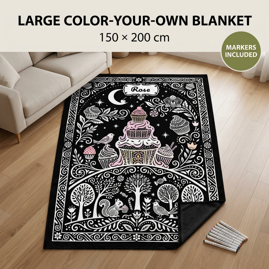 Cupcake Doodle Blanket, Double-Sided Oxford Fabric And Flannel Designs