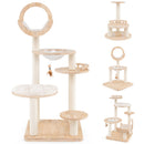 4-in-1 Large Wooden Cat Tower with Space Capsule Nest for Indoor Cats