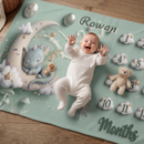 Personalized Baby Milestone Blanket with Name | Sleeping Dragon & Moon | Custom Dragon Baby Gift