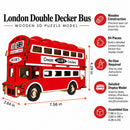 London Double Decker Bus Wooden Model Kit 94 Piece Display