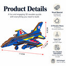 F-16 Fighter Plane Model Kit - Wooden Laser-Cut 3D Puzzle (23 Pcs)