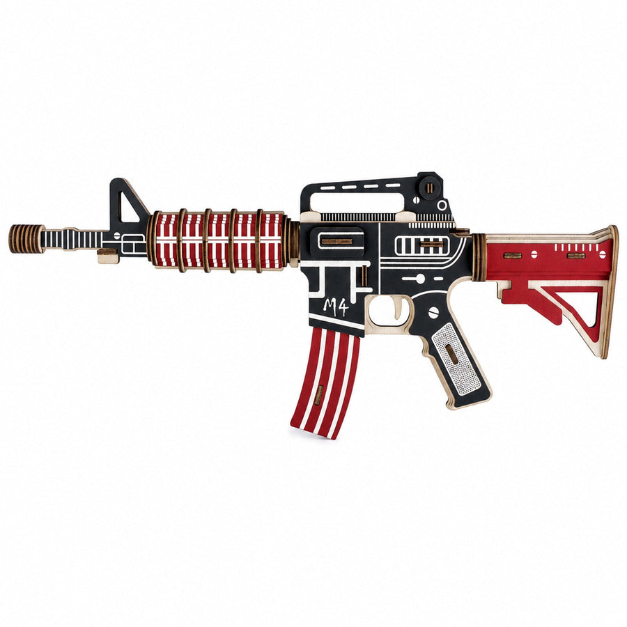 M4 AR-15 Model Kit - Wooden Laser-Cut 3D Puzzle (66 Pcs)